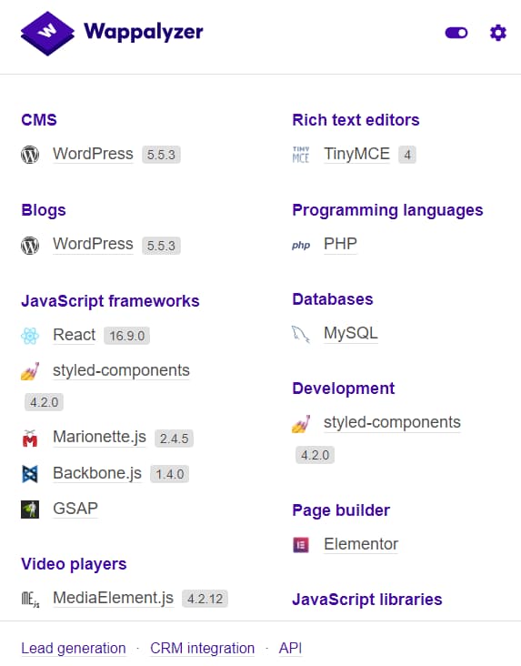 استفاده از افزونه گوگل کروم Wappalyzer برای تشخیص CMS سایت