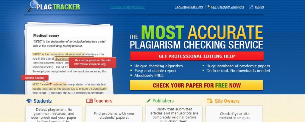 ابزار تشخیص کپی بودن محتوا plagtracker